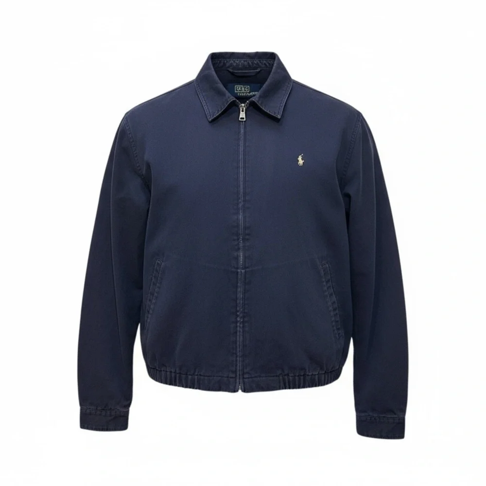 POLO RALPH LAUREN XXL Navy Bi-Swing Light Field Zip Jacket Plaid Collar R $180